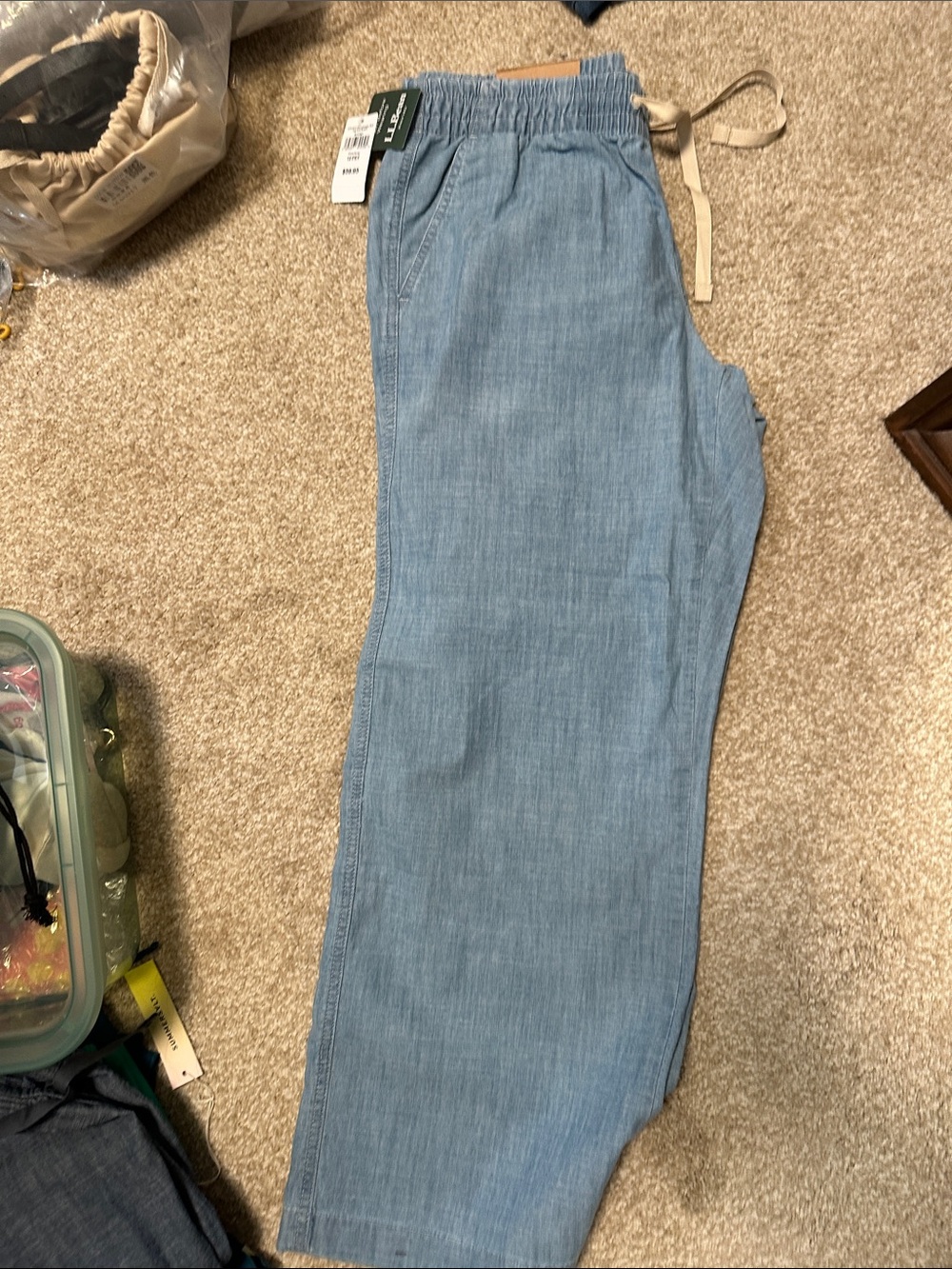 L.L. Bean Light Blue Elastic-Waist Jogger Pants